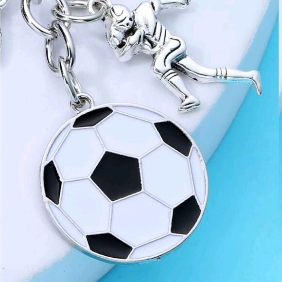3 for 26 - Soccer Ball Shirt Charm Keychain Silver - Picture 2 of 3